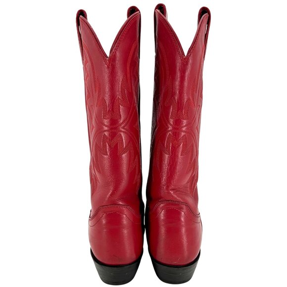 Justin Cowgirl Boots Womens size 5.5B Red Leather Cowboy Western Boots 4905 USA - Picture 9 of 14